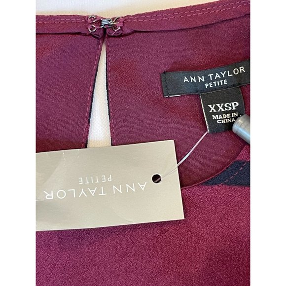 NWT Ann Taylor Womens Striped Shift Mini Dress Back Keyhole Blue Purple SZ XXSP - Picture 5 of 6